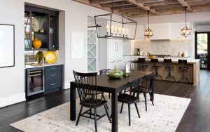 Farmhouse-inspired kitchen with hardwood floors